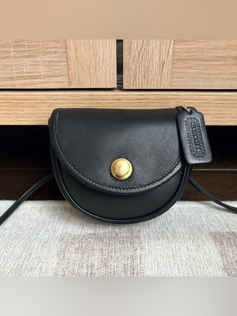 COACH Vintage PRE-1994 Convertible Black Leather Crossbody Belt Bag Fanny 9826